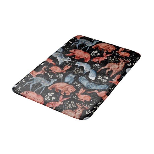 Tapis De Bain Motif d'animaux de la forêt complexe (Angle)