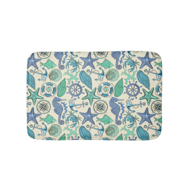 Tapis De Bain Motif d'animaux marins Turquoises (Devant)