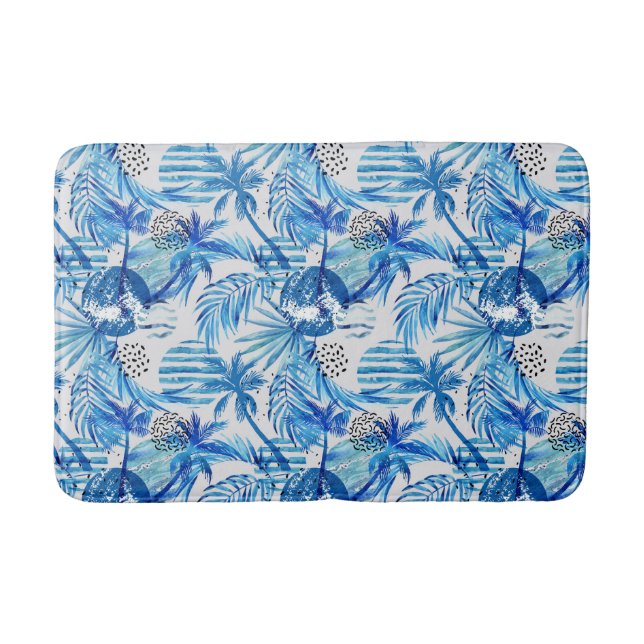 Tapis De Bain Motif d'aquarelle bleu clair (Devant)