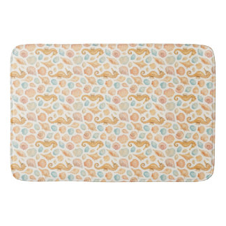 Tapis De Bain Motif d'aquarelle des coquillages et des hippocamp