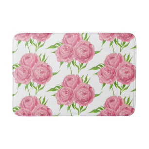 Tapis De Bain Motif d'aquarelle du bouquet de pivoine