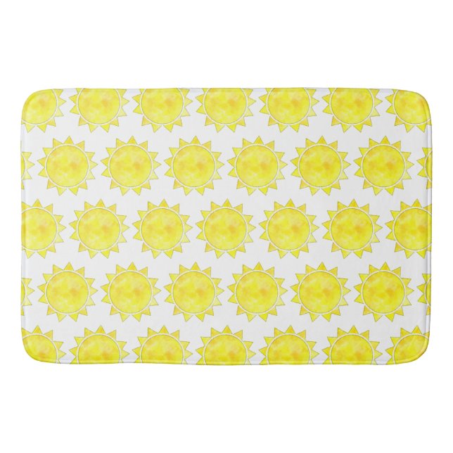 Tapis De Bain Motif d'aquarelle solaire jaune (Devant)