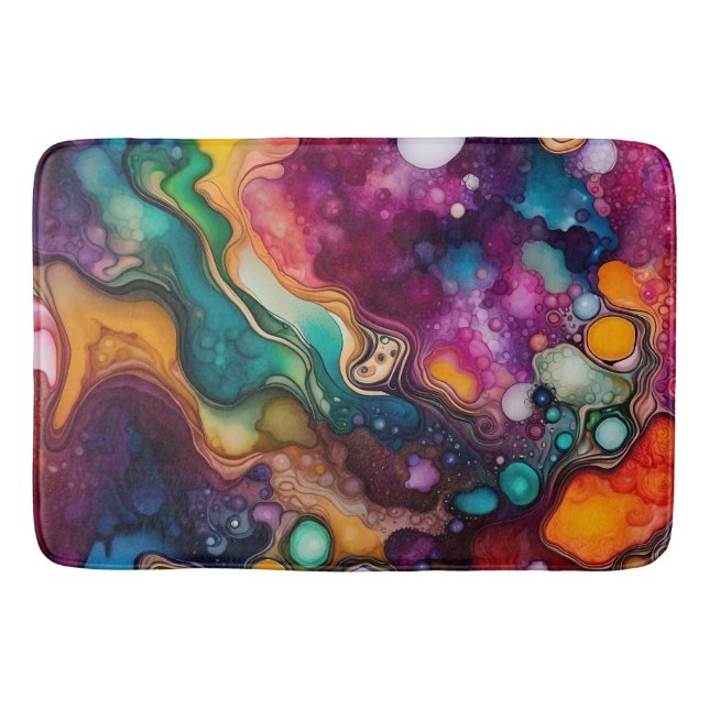 Tapis De Bain Motif d'aquarelle surréaliste psychédélique (Devant)