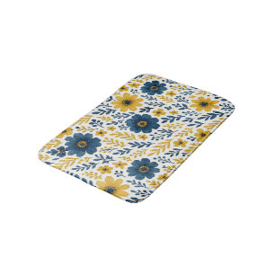 Tapis De Bain Motif d'art floral méditerranéen classique