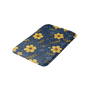 Tapis De Bain Motif d'art floral méditerranéen élégant
