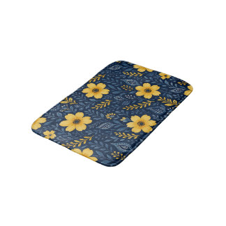 Tapis De Bain Motif d'art floral méditerranéen élégant