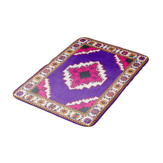 Tapis De Bain Motif d'art folklorique boho géométrique violet vi