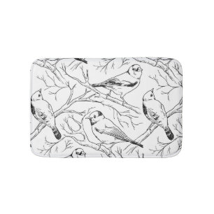 Tapis De Bain Motif d'art linéaire minimaliste d'oiseaux nord-am