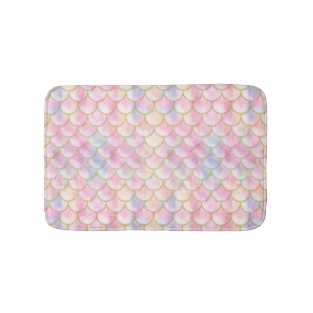 Tapis De Bain Motif de balance de sirène Pastel Iridescente (Devant)