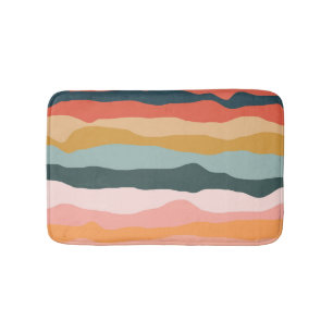 Tapis De Bain Motif de bande de corail terrestre coloré Abstrait