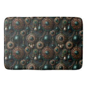 Tapis De Bain Motif de bijoux de luxe vintage émeraude et perle