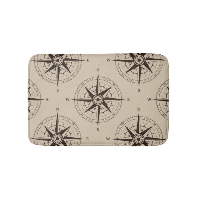 Tapis De Bain Motif de boussole de navigation (Devant)