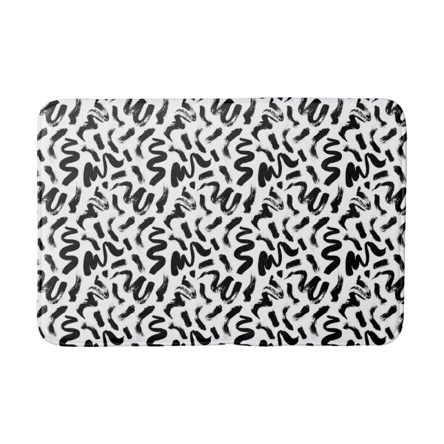 Tapis De Bain Motif de brosse à pinceau noir (Devant)