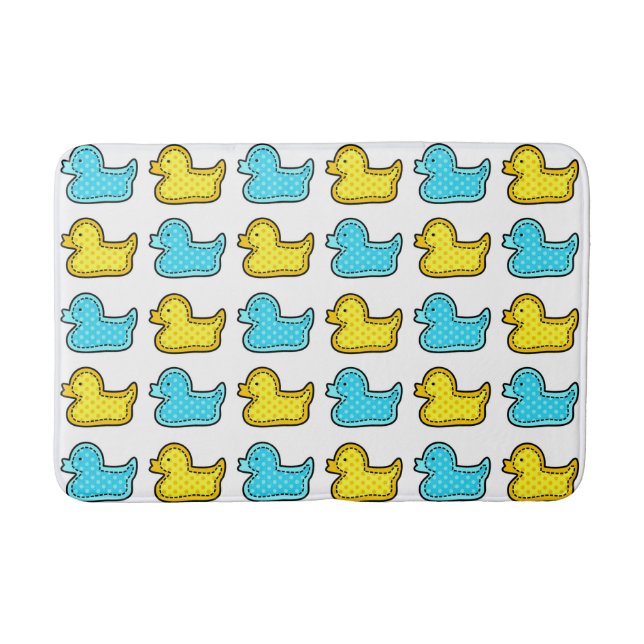 Tapis De Bain Motif de canard jaune et bleu (Devant)