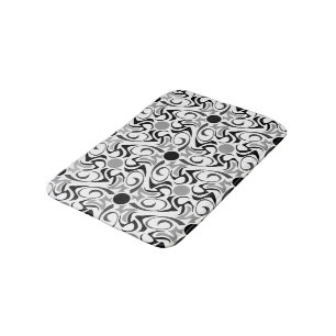 Tapis De Bain Motif de céréales tribales noir et blanc