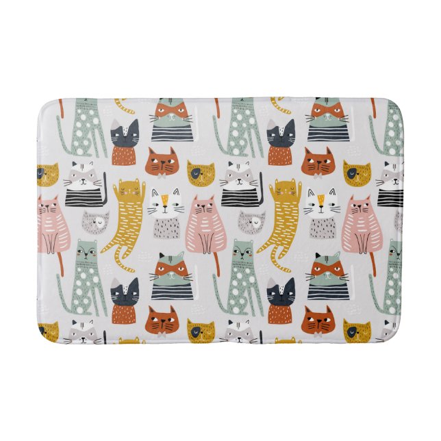 Tapis De Bain Motif de chat à main mignon Doodle (Devant)