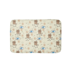 Tapis De Bain motif de chat et de poissons