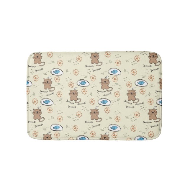 Tapis De Bain motif de chat et de poissons (Devant)