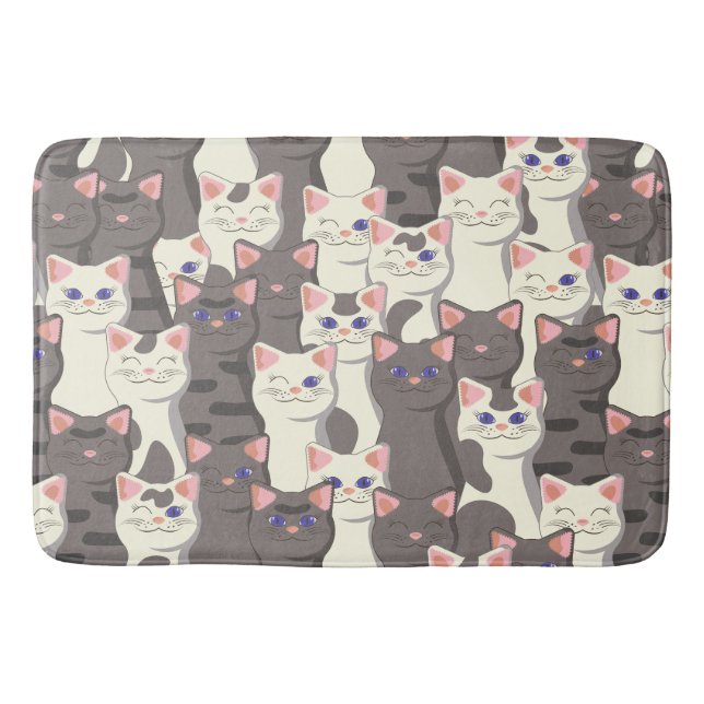 Tapis De Bain Motif de chats blancs et gris (Devant)