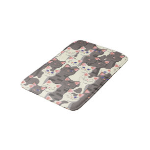 Tapis De Bain Motif de chats blancs et gris