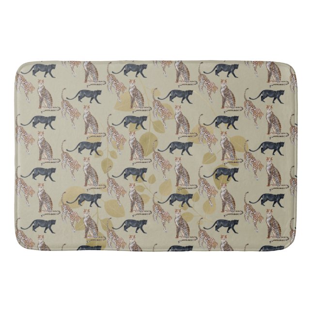 Tapis De Bain Motif de chats de Jaguar et Leopard de Bohême (Devant)