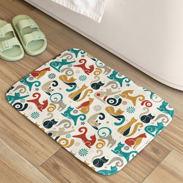 Tapis De Bain Motif de chats géométriques Abstrait (Créateur téléchargé)