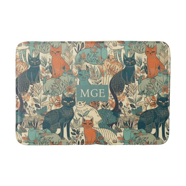 Tapis De Bain Motif de chats monographiques personnalisés (Devant)