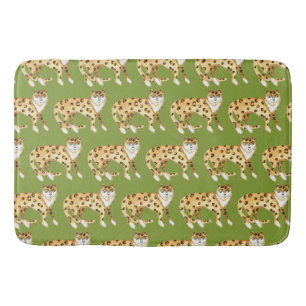 Tapis De Bain Motif de chats souriants de léopards, Avocado