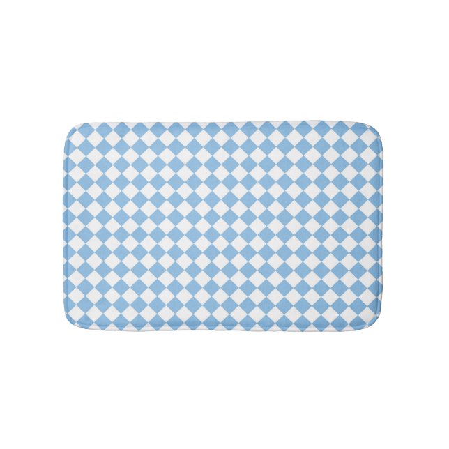 Tapis De Bain Motif de chèques bleu et blanc (Devant)