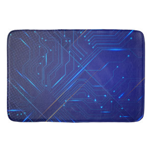 Tapis De Bain Motif de circuit bleu et or