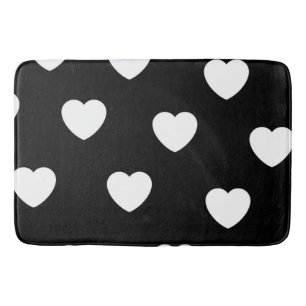 Tapis De Bain Motif de coeur noir et blanc