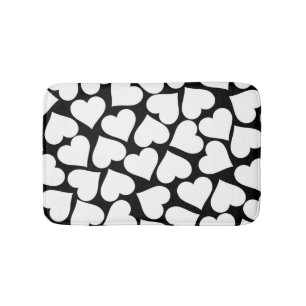 Tapis De Bain Motif de coeur noir et blanc rétro