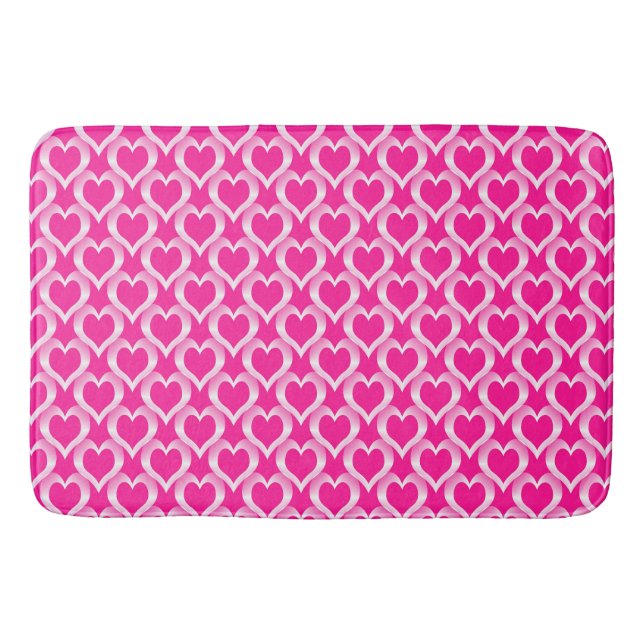 Tapis De Bain Motif de coeurs blancs roses (Devant)