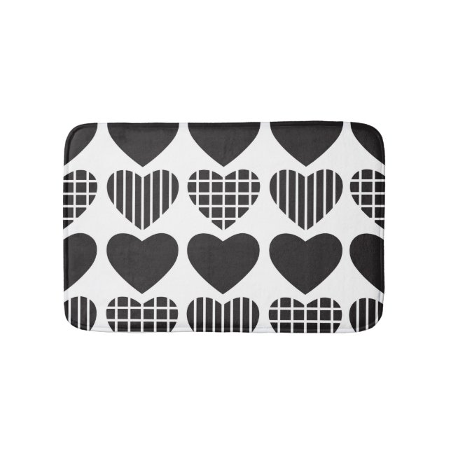 Tapis De Bain Motif de coeurs noirs mignons (Devant)