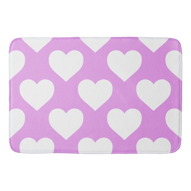 Tapis De Bain Motif de cœurs roses et blancs (Devant)