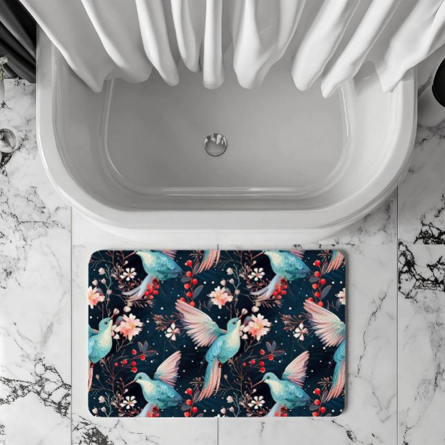 Tapis De Bain Motif de colibris d'hiver (Créateur téléchargé)