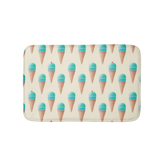 Tapis De Bain Motif de cône de glace bleu, jaune clair (Devant)