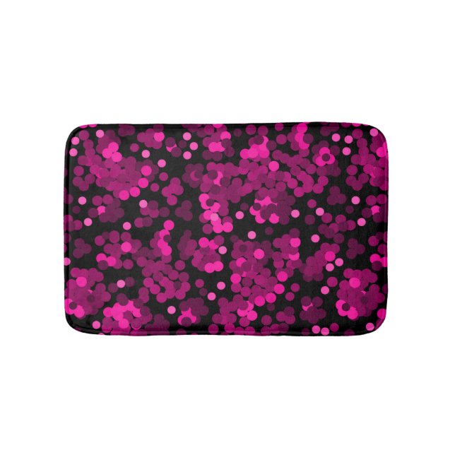 Tapis De Bain Motif de confetti à pois rose et bordeaux (Devant)