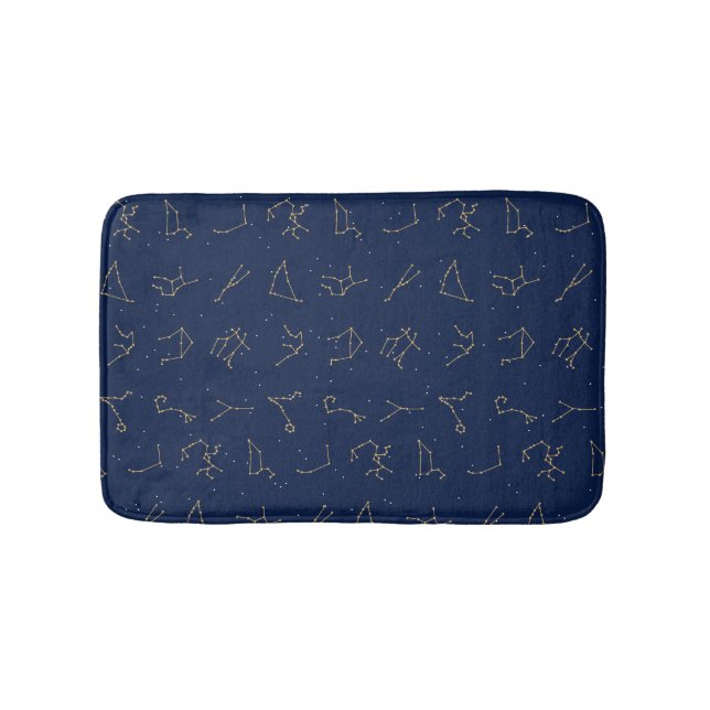 Tapis De Bain Motif de constellations de Zodiac bleu or et marin (Devant)