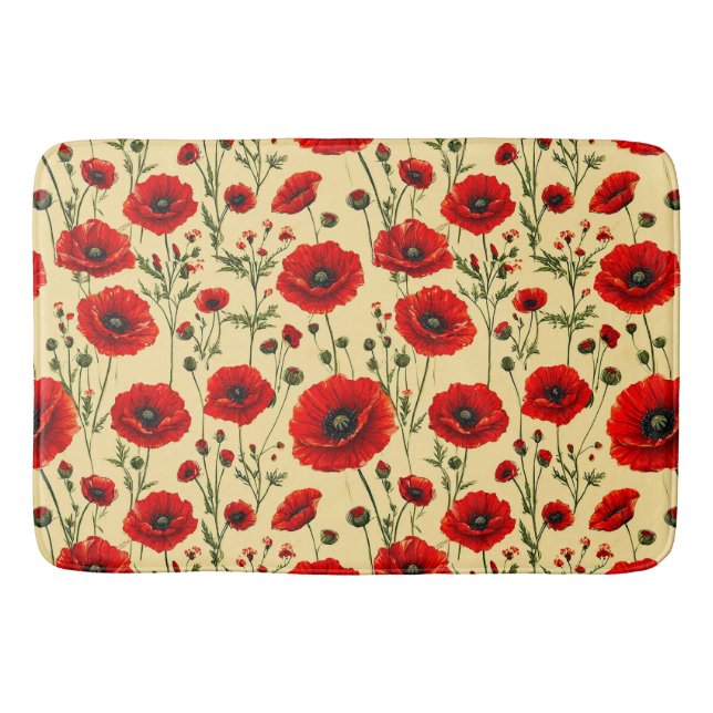 Tapis De Bain Motif de coquelicots rouges (Devant)