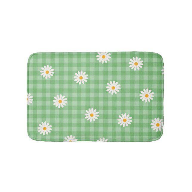 Tapis De Bain Motif de  de Fleur En vichy à carreaux verts (Devant)