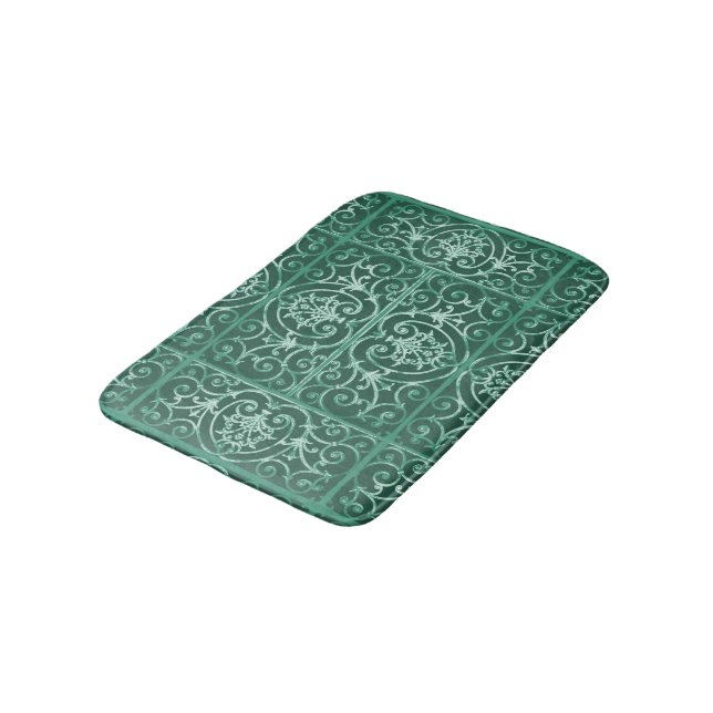 Tapis De Bain Motif de défilement vert Sage (Angle)