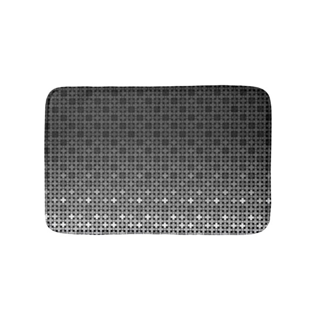 Tapis De Bain Motif de dégradé géométrique noir et blanc (Devant)