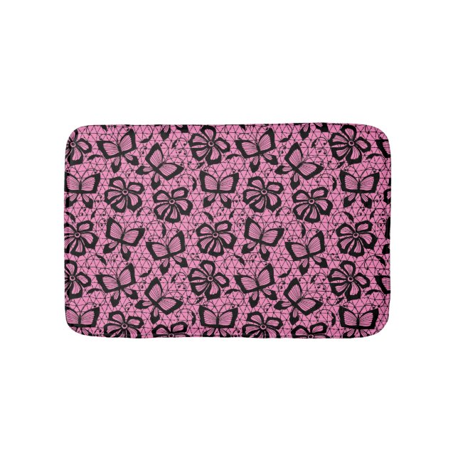 Tapis De Bain motif de dentelle avec des papillons (Devant)