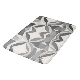 Tapis De Bain Motif de diamant géométrique moderne en gris et bl