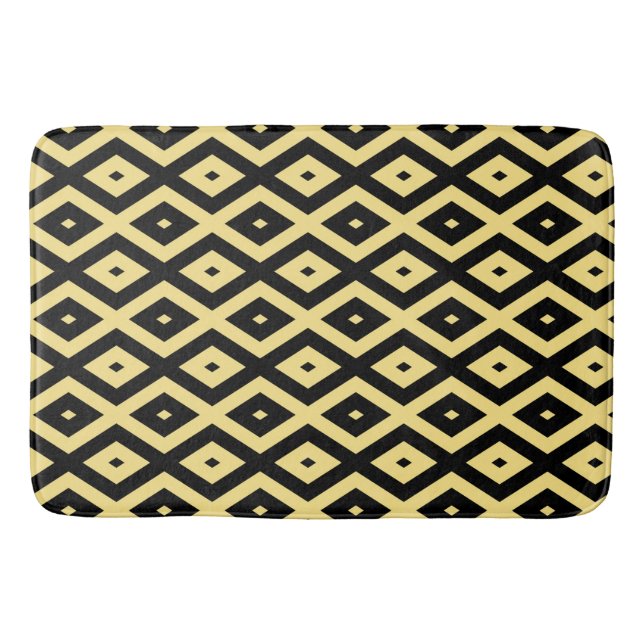 Tapis De Bain Motif de diamant jaune citron et noir (Devant)