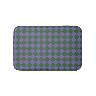 Tapis De Bain Motif de diamant Purple Green Checker