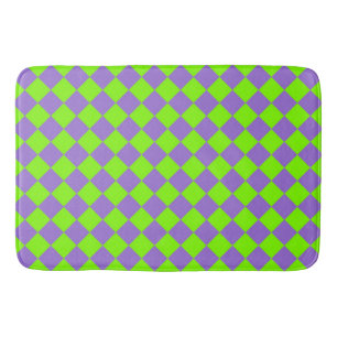 Tapis De Bain Motif de diamant Purple Green Checker