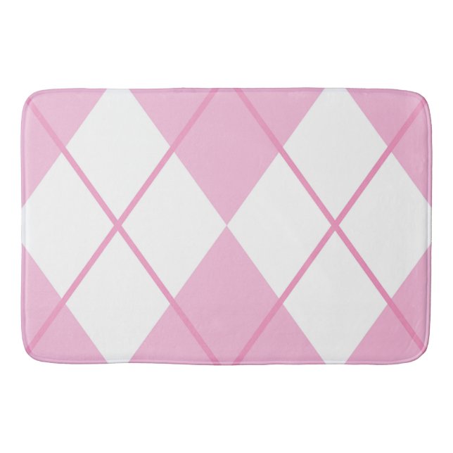 Tapis De Bain Motif de diamant rose et blanc (Devant)