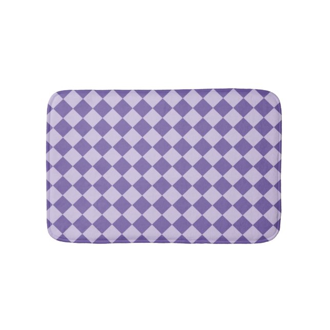 Tapis De Bain Motif de diamants de Checker Violet (Devant)